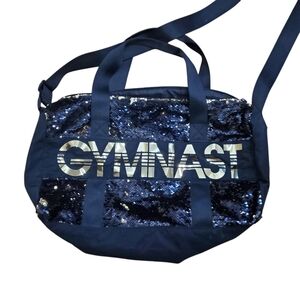 Justice Black & Gold Sequined Gymnast Gym Bag Small‎ Adjustable Shoulder Strap